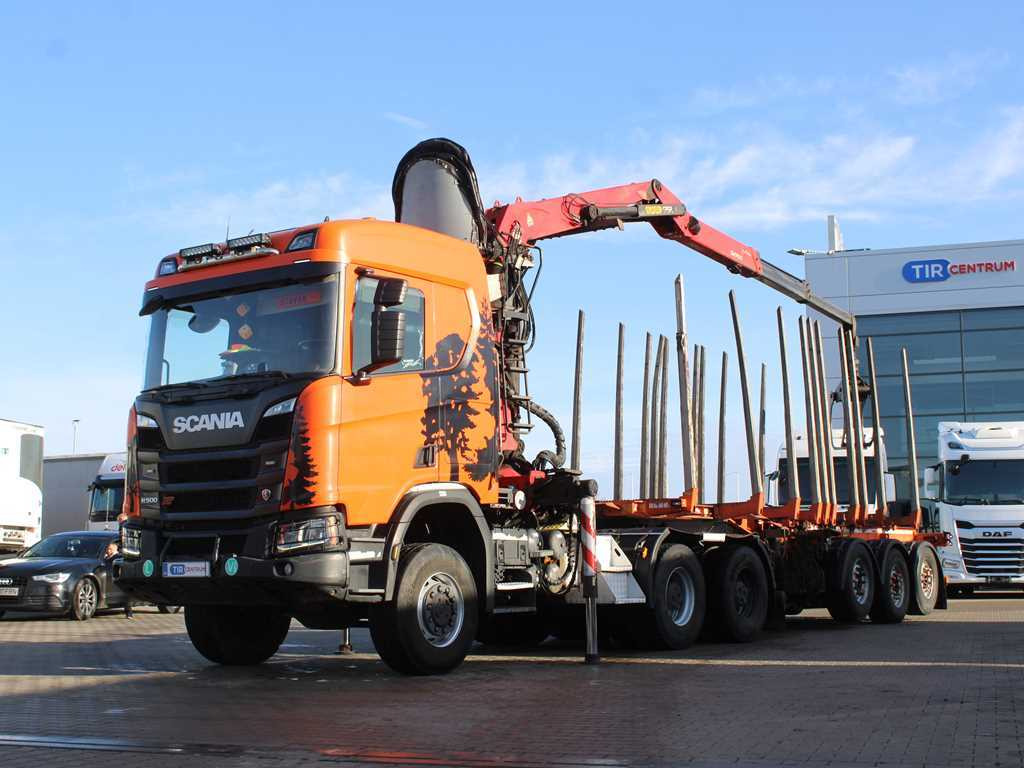 Scania R500, 6x6, RETARDER, OPTICRUISE, PALFINGER EPSILON Q170Z96, NAVIGATION - Tractor truck, Log semi-trailer: picture 1 Scania R500, 6x6, RETARDER, OPTICRUISE, PALFINGER EPSILON Q170Z96, NAVIGATION - Tractor truck, Log semi-trailer: picture 1