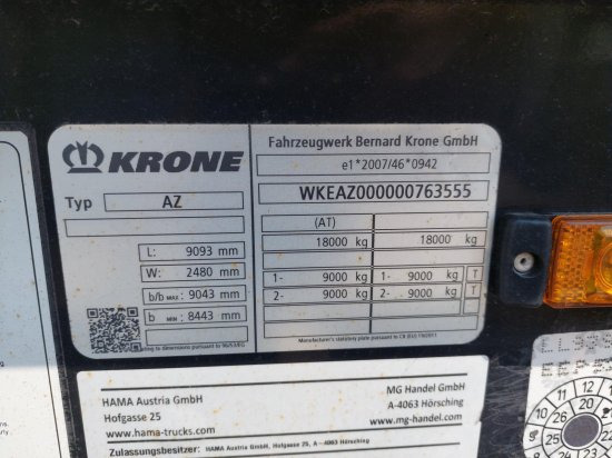Container transporter/ Swap body trailer Krone AZ 18, Standard-Lafette Krone-Achsen,: picture 9 Container transporter/ Swap body trailer Krone AZ 18, Standard-Lafette Krone-Achsen,: picture 9
