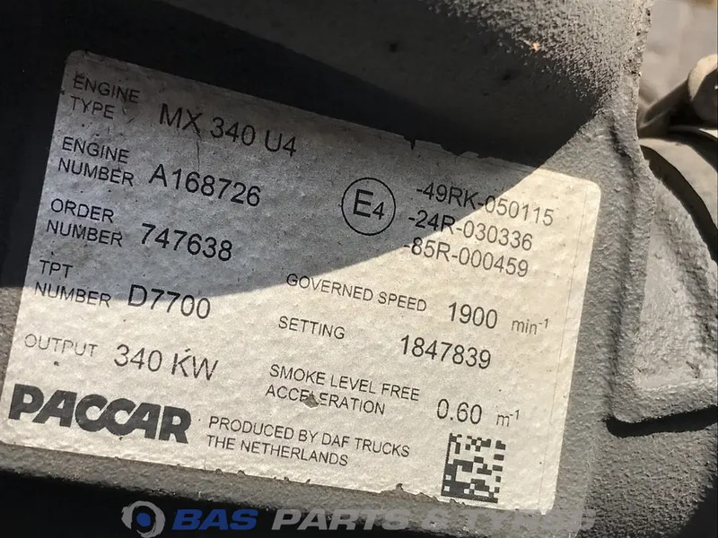 DAF CF85 Euro 4-5 Motor DAF MX340 U4 1850003 - Engine for Truck: picture 5 DAF CF85 Euro 4-5 Motor DAF MX340 U4 1850003 - Engine for Truck: picture 5