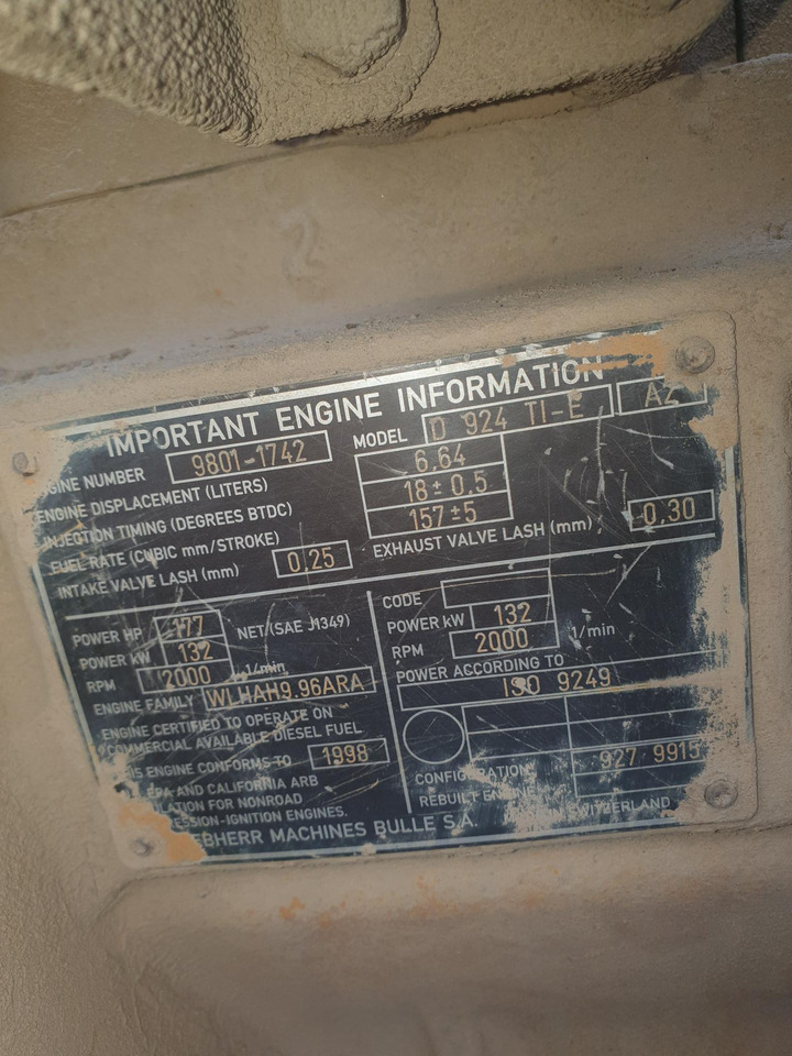Motor Liebherr D924 Tie (132 kw) - Engine for Construction machinery: picture 3 Motor Liebherr D924 Tie (132 kw) - Engine for Construction machinery: picture 3