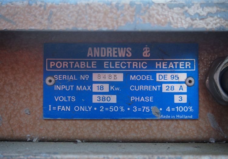 Nagrzewnica Mp DE95 2010 Nagrzewnica elektryczna 18KW ANDREWS DE95 - Construction heater: picture 2 Nagrzewnica Mp DE95 2010 Nagrzewnica elektryczna 18KW ANDREWS DE95 - Construction heater: picture 2