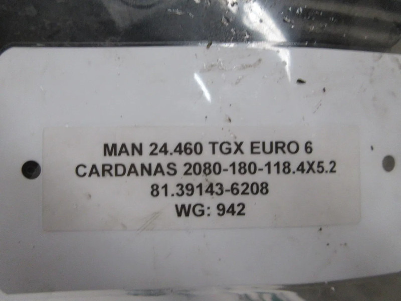MAN 81.39143-6208 2080-180-118.4X5.2 AANDRIJFAS MAN TGX EURO 6 6X2 - Drive shaft for Truck: picture 5 MAN 81.39143-6208 2080-180-118.4X5.2 AANDRIJFAS MAN TGX EURO 6 6X2 - Drive shaft for Truck: picture 5