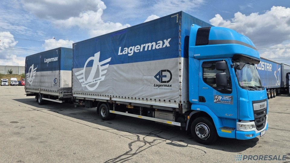 DAF LF 260 FA EURO 6 valník s plachtou + hydraulické čelo - prodejné jen s přívěsem GTS P0471Z - cena je za celou soupravu - Curtain side truck: picture 1 DAF LF 260 FA EURO 6 valník s plachtou + hydraulické čelo - prodejné jen s přívěsem GTS P0471Z - cena je za celou soupravu - Curtain side truck: picture 1