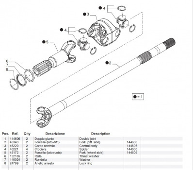Kramer Kt407 Claas Scorpion 7035 Front Axle Drive Shaft Short Fork, Yoke 26.25, 45172, 46220 - Front axle: picture 1 Kramer Kt407 Claas Scorpion 7035 Front Axle Drive Shaft Short Fork, Yoke 26.25, 45172, 46220 - Front axle: picture 1