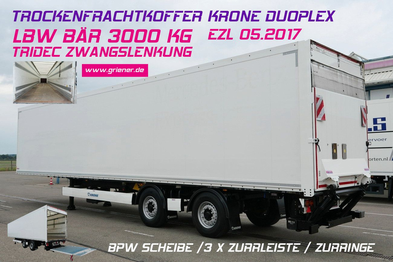 Krone SZK 18/ TRIDEC LENKUNG / LBW 3 to / DUOPLEX/BPW - Closed box semi-trailer: picture 1 Krone SZK 18/ TRIDEC LENKUNG / LBW 3 to / DUOPLEX/BPW - Closed box semi-trailer: picture 1