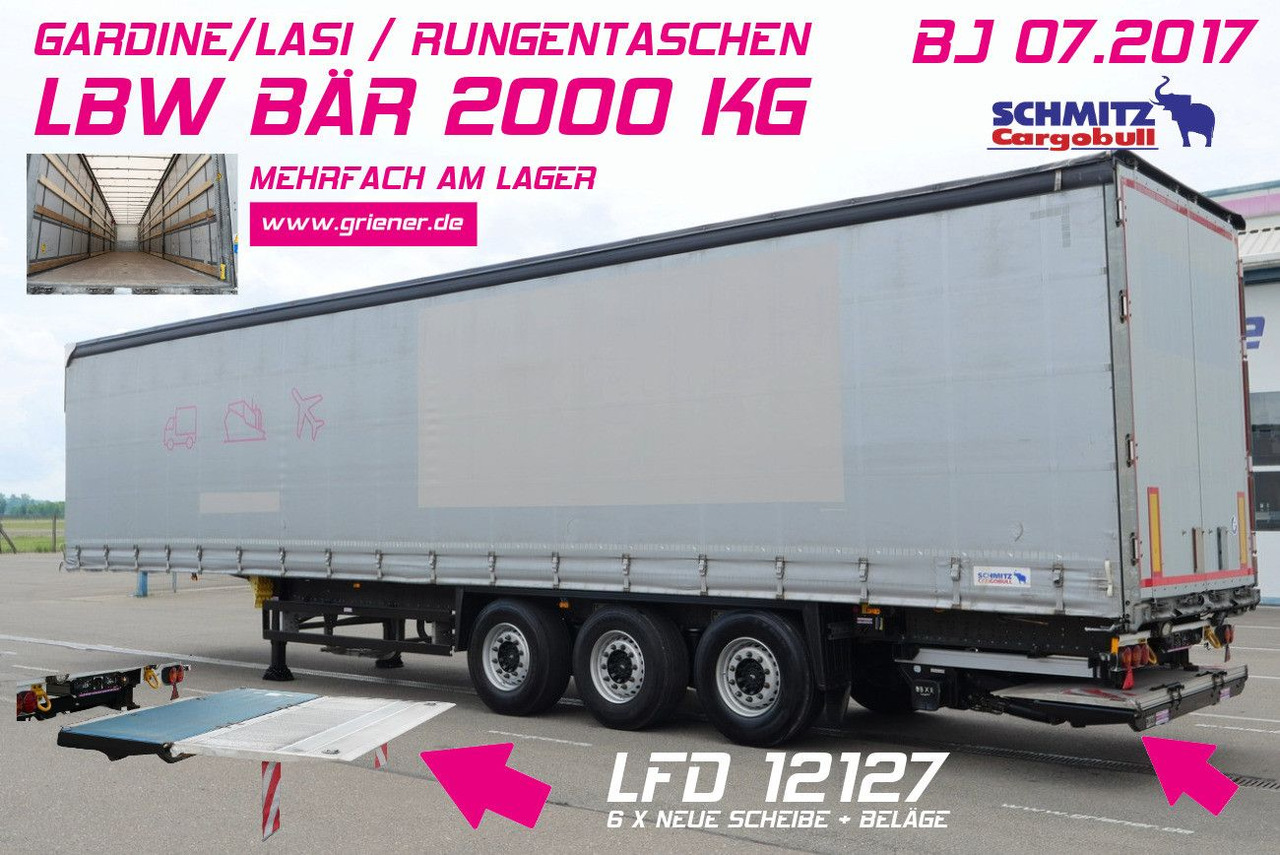 Schmitz Cargobull SCS 24/ LBW 2000 kg / RUNGENTASCHEN / HUBDACH - Curtainsider semi-trailer: picture 1 Schmitz Cargobull SCS 24/ LBW 2000 kg / RUNGENTASCHEN / HUBDACH - Curtainsider semi-trailer: picture 1