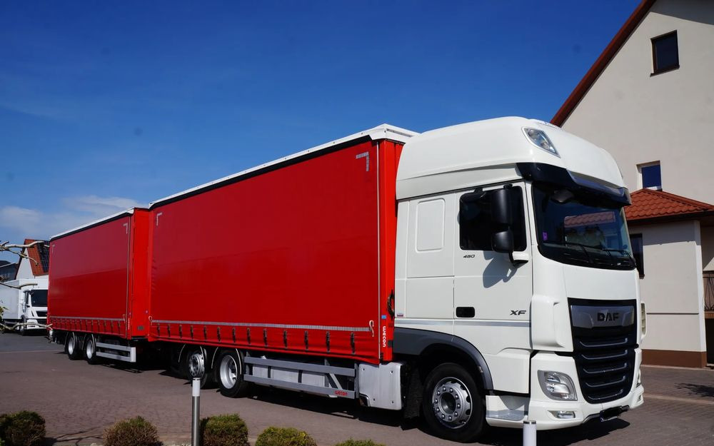 DAF XF 480 EURO 6 ZESTAW TANDEM PRZEJAZDOWY 120 M3 7,8 M + 7,8 M WECON - Curtain side truck: picture 1 DAF XF 480 EURO 6 ZESTAW TANDEM PRZEJAZDOWY 120 M3 7,8 M + 7,8 M WECON - Curtain side truck: picture 1