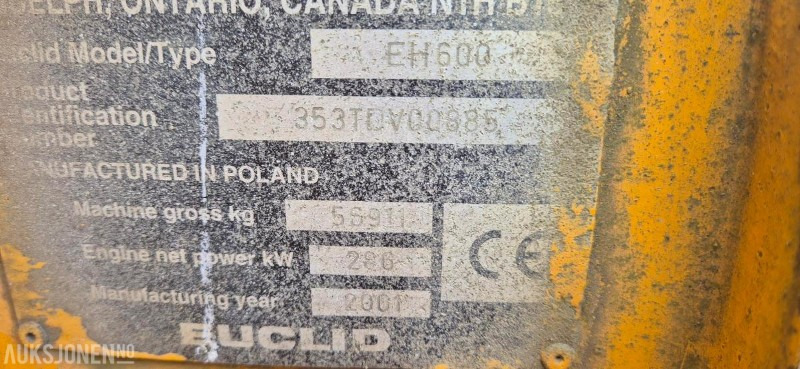 2001 EUCLID EH 600 - DUMPER - 20115 TIMER. - Dumper: picture 5 2001 EUCLID EH 600 - DUMPER - 20115 TIMER. - Dumper: picture 5