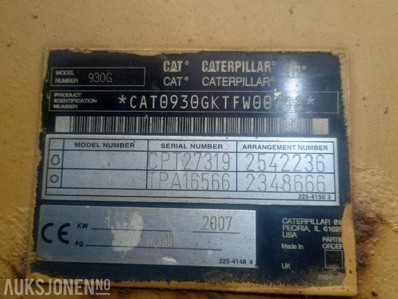 2007 Cat 950 G HJULLASTER - 6237 Timer - Wheel loader: picture 5 2007 Cat 950 G HJULLASTER - 6237 Timer - Wheel loader: picture 5