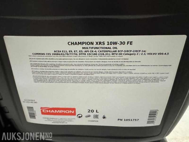 100 Liter Olje - Champion XRS 10W-30 FE Multifunctinal Oil - Attachment for Construction machinery: picture 4 100 Liter Olje - Champion XRS 10W-30 FE Multifunctinal Oil - Attachment for Construction machinery: picture 4
