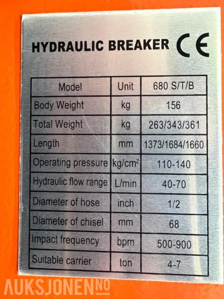 KM 680 s40 CE merket PIGGHAMMER 4-7 TONN MED SLANGER OG SPETT - Attachment for Construction machinery: picture 3 KM 680 s40 CE merket PIGGHAMMER 4-7 TONN MED SLANGER OG SPETT - Attachment for Construction machinery: picture 3