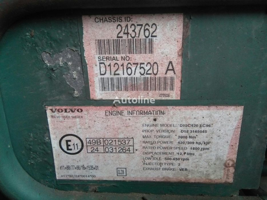 Volvo D12C420 EC96 Volvo FH, FM - Engine for Truck: picture 1 Volvo D12C420 EC96 Volvo FH, FM - Engine for Truck: picture 1