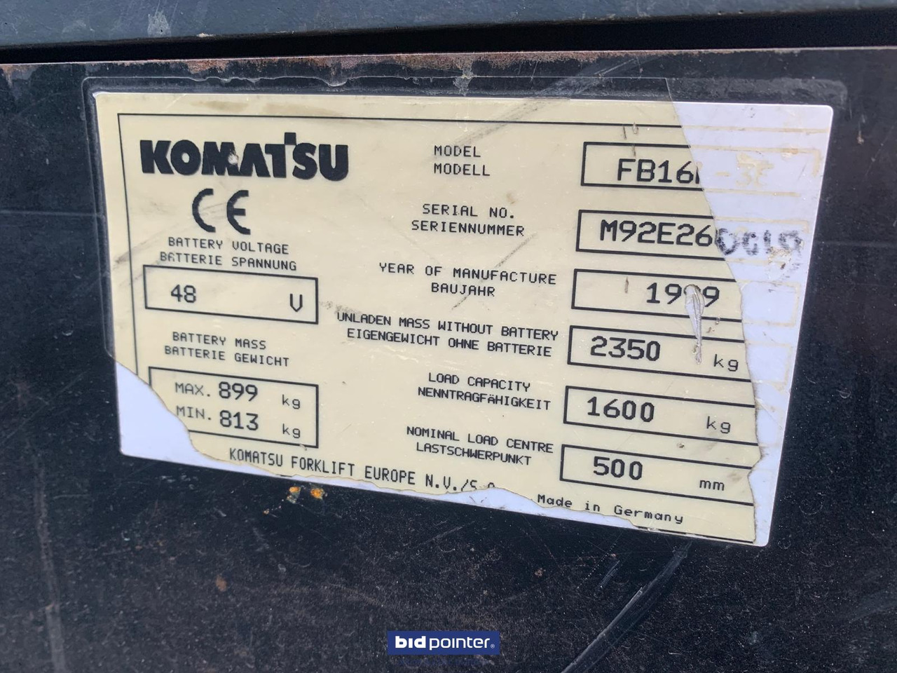 Electric forklift Heftruck elektrisch - 3 wiel - 1600kg! Freelift! Komatsu FB16 - 5.5 mtr. Sideshift!: picture 7