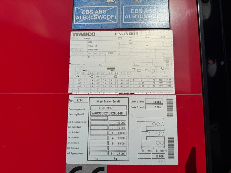 Curtainsider semi-trailer Kögel SN24 BLOKKEN BUMPER, SHOW, PALLETKIST, GESPOTEN WIELEN.: picture 9