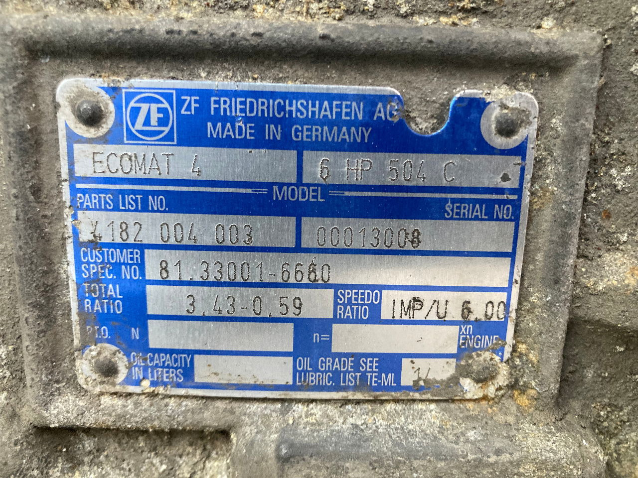 ZF Getriebe ZF 6HP 504 C 6HP504C 4182004003 MAN 81.33001-6660 81330016660 - Transmission for Bus: picture 2 ZF Getriebe ZF 6HP 504 C 6HP504C 4182004003 MAN 81.33001-6660 81330016660 - Transmission for Bus: picture 2