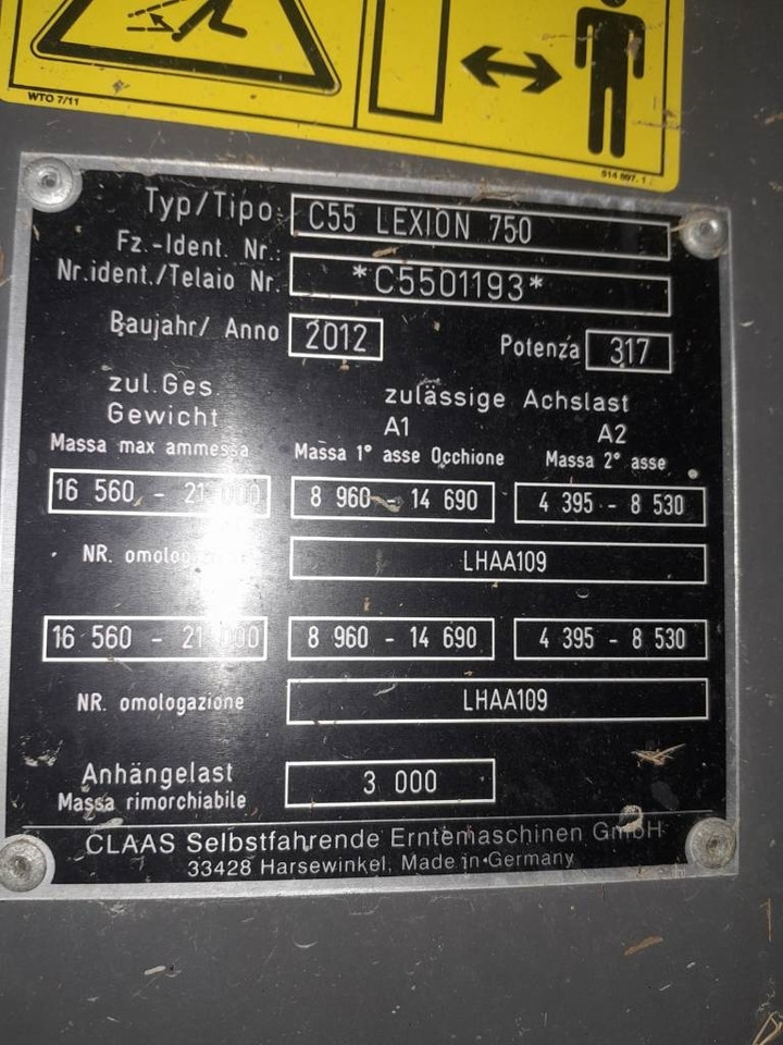 Claas LEXION 750 RISO - Combine harvester: picture 3 Claas LEXION 750 RISO - Combine harvester: picture 3