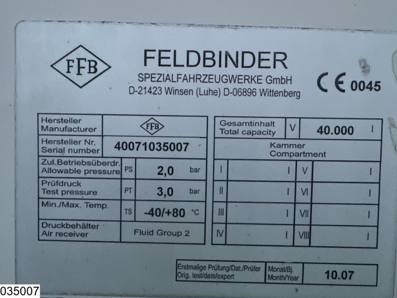 Feldbinder Silo 40.000 Liter, 3 Comp - Tanker semi-trailer: picture 4 Feldbinder Silo 40.000 Liter, 3 Comp - Tanker semi-trailer: picture 4