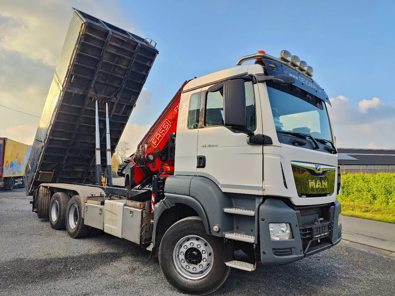 Tipper, Crane truck MAN Tridem 8x4 Euro6 Kipper Kraan Fassi F365: picture 13