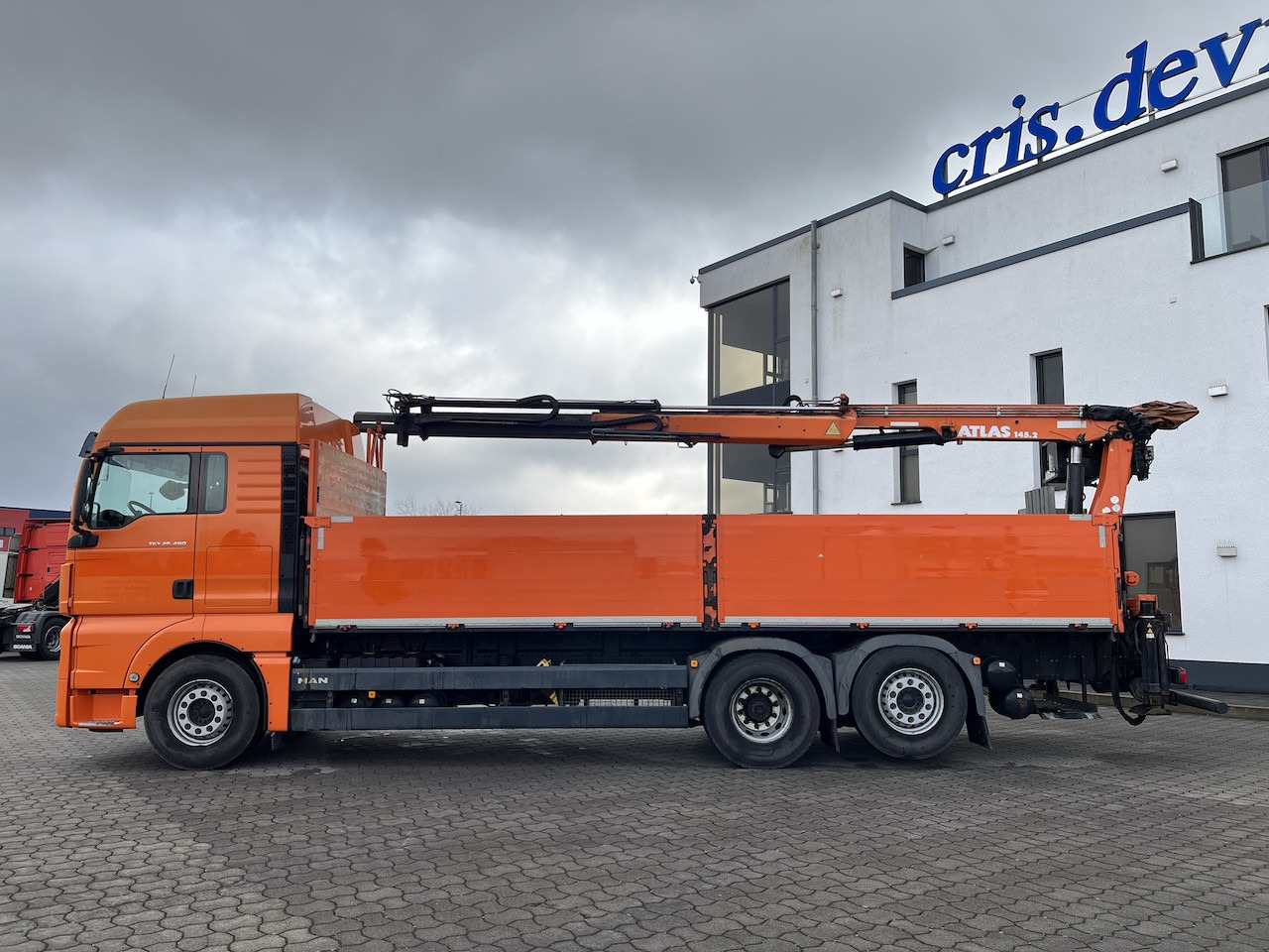 Dropside/ Flatbed truck, Crane truck MAN TGX 26.480 6x2  Atlas 145.2 Baustoff: picture 8