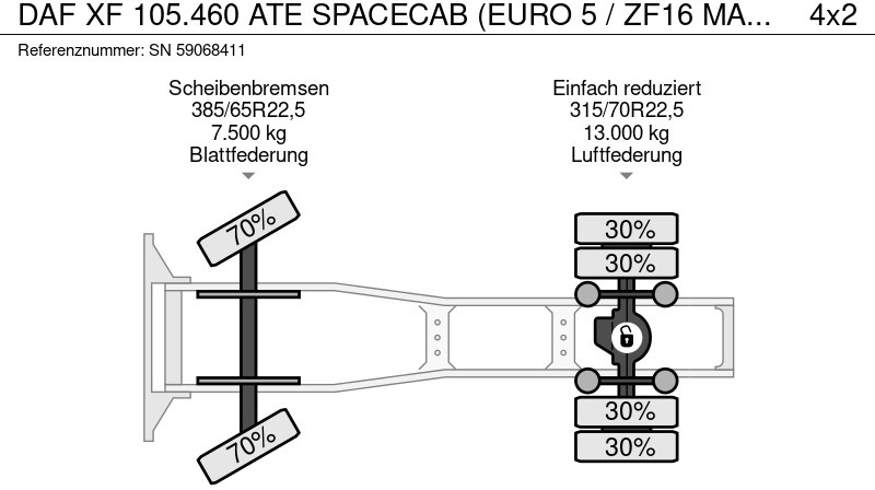 Tractor truck DAF XF 105.460 ATE SPACECAB (EURO 5 / ZF16 MANUAL GEARBOX / 995+500 LITER DIESELTANK / FRIDGE UNDER BED / ETC.): picture 12 Tractor truck DAF XF 105.460 ATE SPACECAB (EURO 5 / ZF16 MANUAL GEARBOX / 995+500 LITER DIESELTANK / FRIDGE UNDER BED / ETC.): picture 12