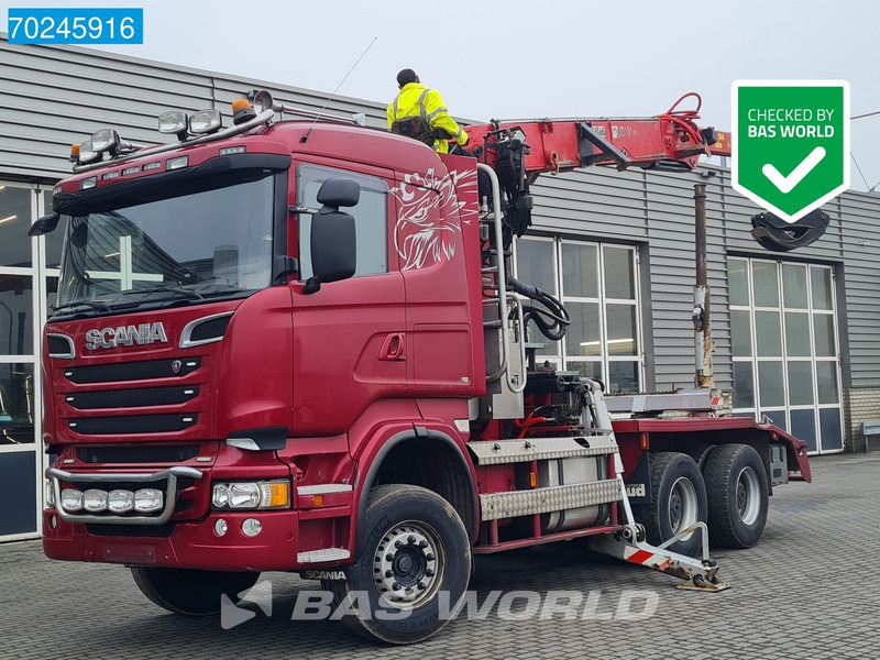 Scania R580 6X4 3-Pedals Jonsered J28505 83 Crane Kran Steel-suspension Retarder Euro 6 - Logging truck, Crane truck: picture 1 Scania R580 6X4 3-Pedals Jonsered J28505 83 Crane Kran Steel-suspension Retarder Euro 6 - Logging truck, Crane truck: picture 1
