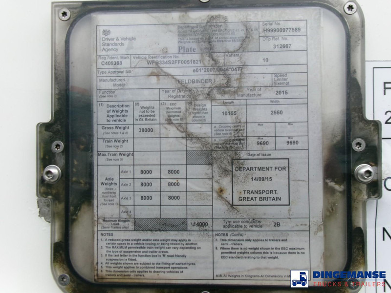 Tanker semi-trailer Feldbinder Powder tank alu 36 m3 / 1 comp: picture 20