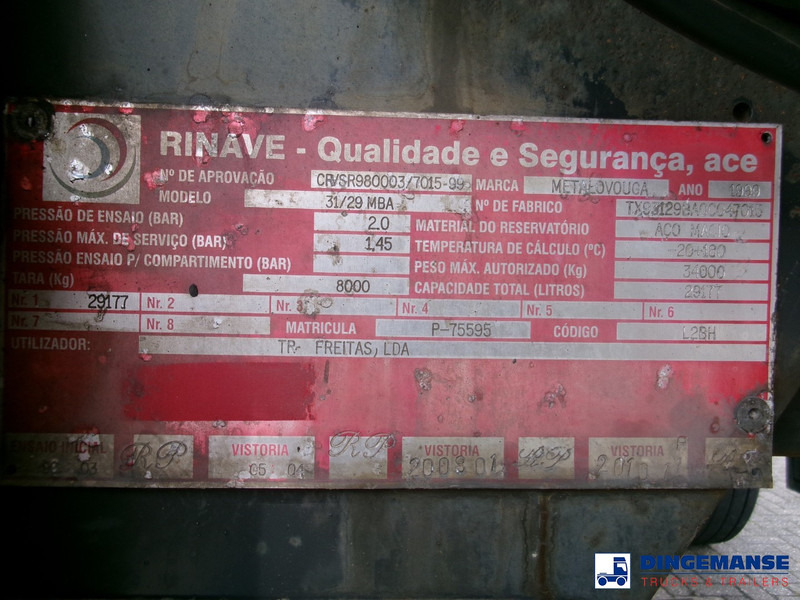 Tanker semi-trailer METALOVOUGA Bitumen / heavy oil tank inox 29 m3 / 1 comp: picture 17