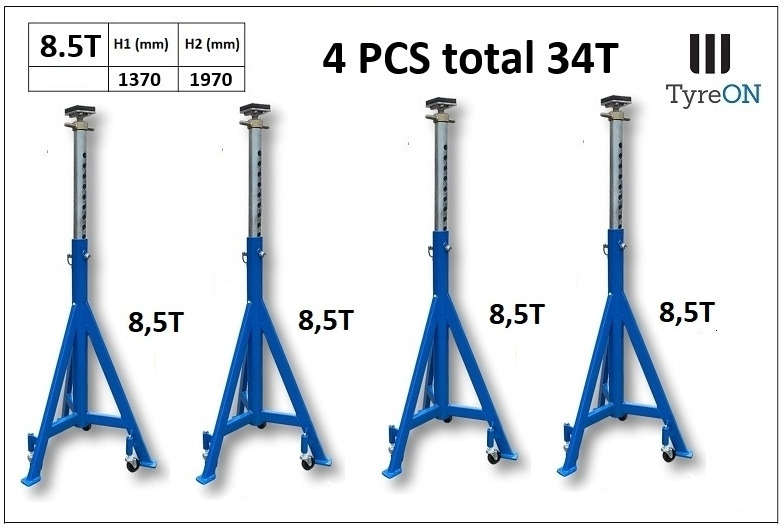 4 pcss TAS3W 8.5T mobile axle supports 1370-1970 mm - Garage equipment: picture 1 4 pcss TAS3W 8.5T mobile axle supports 1370-1970 mm - Garage equipment: picture 1