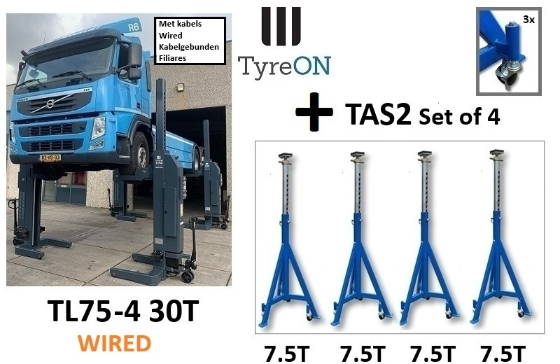 TL75-4 30T mobile column lift + TAS2 7,5T axle support x 4 - Garage equipment: picture 1 TL75-4 30T mobile column lift + TAS2 7,5T axle support x 4 - Garage equipment: picture 1