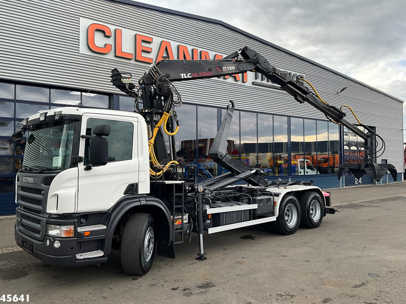 Scania P 380 Terex 14 Tonmeter laadkraan met Poliepgrijper! - Hook lift truck, Crane truck: picture 1 Scania P 380 Terex 14 Tonmeter laadkraan met Poliepgrijper! - Hook lift truck, Crane truck: picture 1