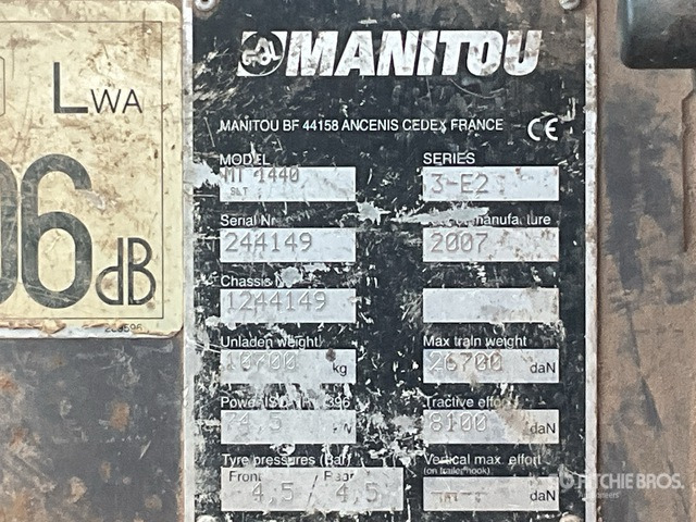 2007 Manitou MT1440 (Inoperable) Telehandler - Telescopic handler: picture 2 2007 Manitou MT1440 (Inoperable) Telehandler - Telescopic handler: picture 2
