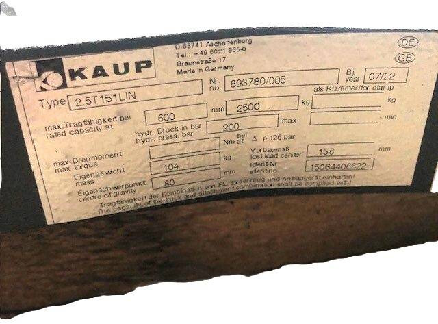 Kaup 2.5T151LIN Integrale side shift for Linde - Attachment: picture 3 Kaup 2.5T151LIN Integrale side shift for Linde - Attachment: picture 3