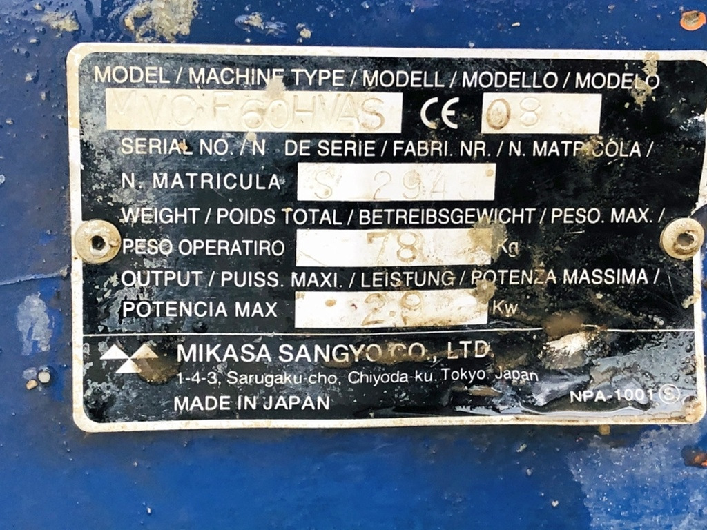 Diverses MIKASA MVCF60HVAS (3931) - Vibroplate: picture 3 Diverses MIKASA MVCF60HVAS (3931) - Vibroplate: picture 3