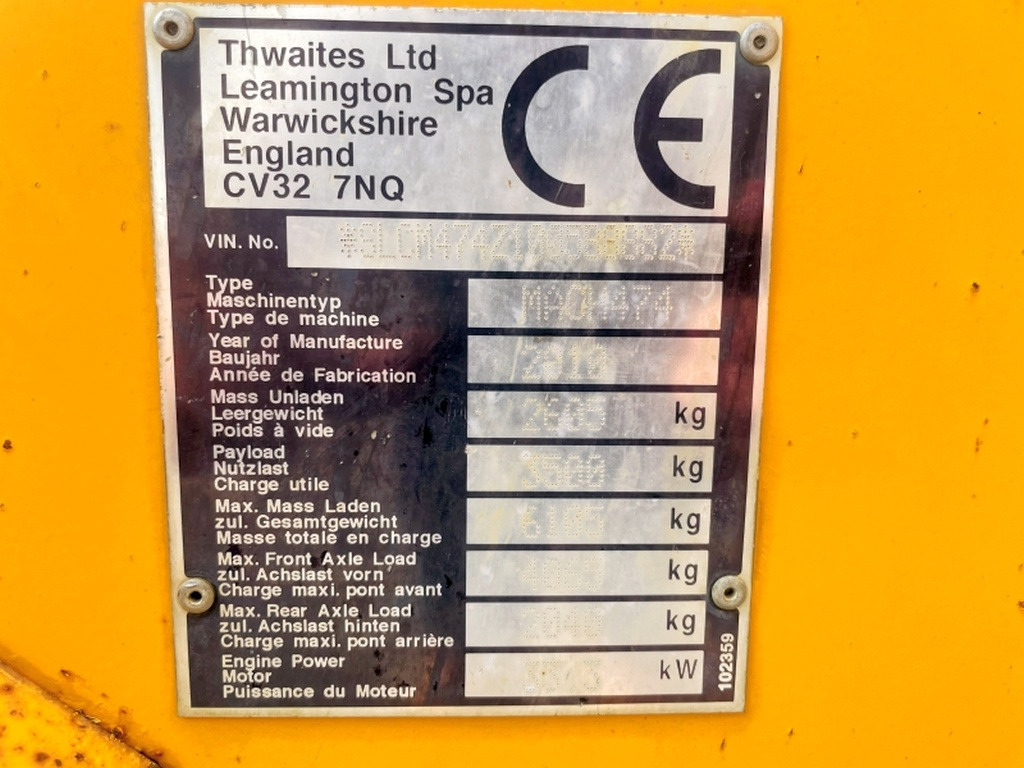 Thwaites Mach 474 (4083) - Mini dumper: picture 3 Thwaites Mach 474 (4083) - Mini dumper: picture 3