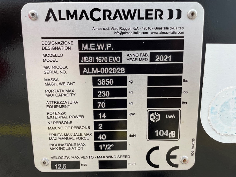 Almacrawler JIBBI 1670 EVO - Telescopic boom: picture 3 Almacrawler JIBBI 1670 EVO - Telescopic boom: picture 3