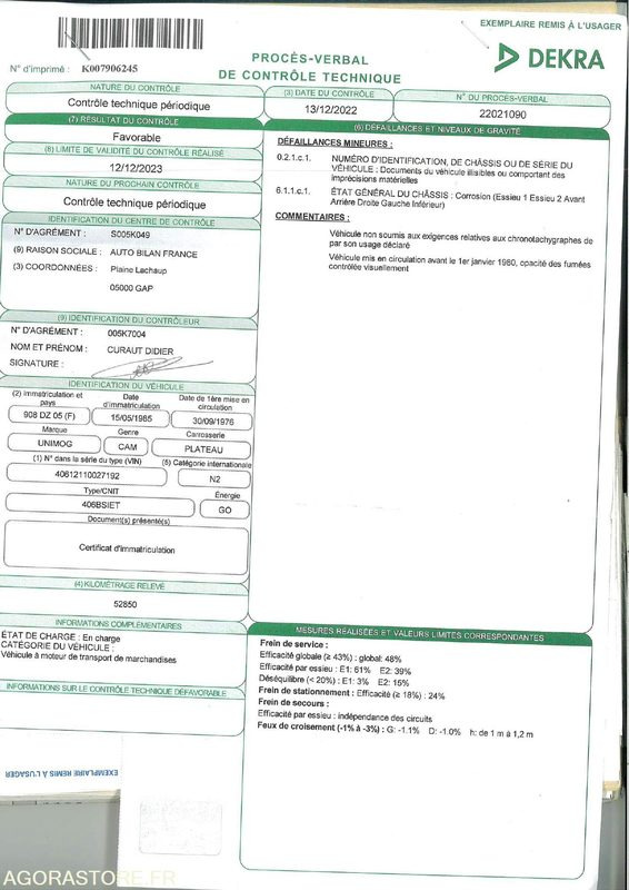 Camion plateau Mercedes UNIMOG - Truck: picture 4 Camion plateau Mercedes UNIMOG - Truck: picture 4