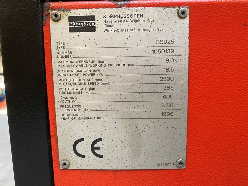 Air compressor BERKO BSD 25 18.5 kW 2400 L / min 8 Bar Silent Elektrische Schroefcompressor: picture 6 Air compressor BERKO BSD 25 18.5 kW 2400 L / min 8 Bar Silent Elektrische Schroefcompressor: picture 6