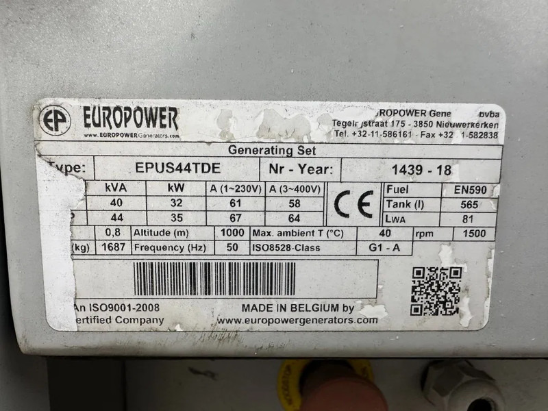 Europower EPUS44TDE Kubota Leroy Somer 44 kVA Supersilent Rental generatorset - Generator set: picture 5 Europower EPUS44TDE Kubota Leroy Somer 44 kVA Supersilent Rental generatorset - Generator set: picture 5