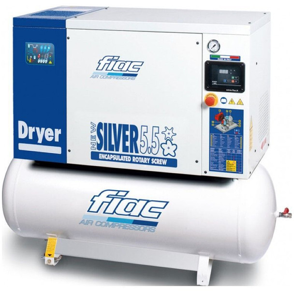 Fiac New Silver D 5.5 / 200 Silent 4 kW 450 L / min 10 Bar Elektrische Schroefcompressor met ketel en droger - Air compressor: picture 1 Fiac New Silver D 5.5 / 200 Silent 4 kW 450 L / min 10 Bar Elektrische Schroefcompressor met ketel en droger - Air compressor: picture 1