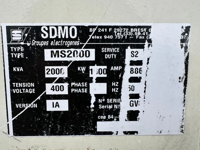 SDMO MS2000 MTU Leroy Somer 2000 kVA generatorset - Generator set: picture 5 SDMO MS2000 MTU Leroy Somer 2000 kVA generatorset - Generator set: picture 5