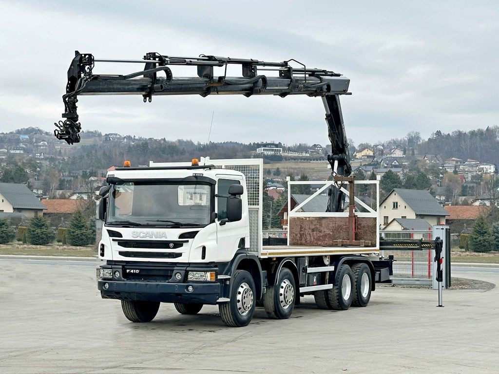 Scania P 410*PLATFORM 7,00m*HIAB 244 E-5 HIPRO+FUNK/8x4 - Crane truck, Dropside/ Flatbed truck: picture 2 Scania P 410*PLATFORM 7,00m*HIAB 244 E-5 HIPRO+FUNK/8x4 - Crane truck, Dropside/ Flatbed truck: picture 2