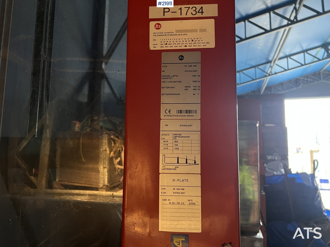 Electric forklift BT OP 1000 HSE Elektrisk truck: picture 12