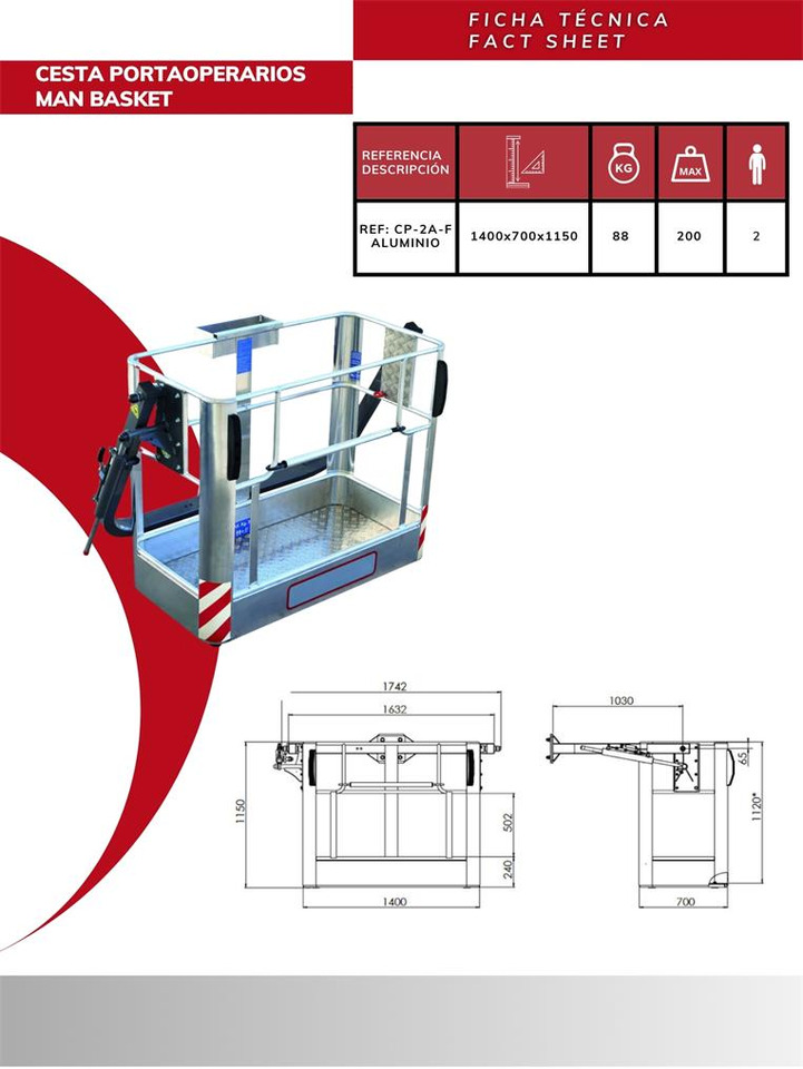 Aluminum Operator Basket CP-2A-F - Attachment for Truck mounted crane: picture 3 Aluminum Operator Basket CP-2A-F - Attachment for Truck mounted crane: picture 3