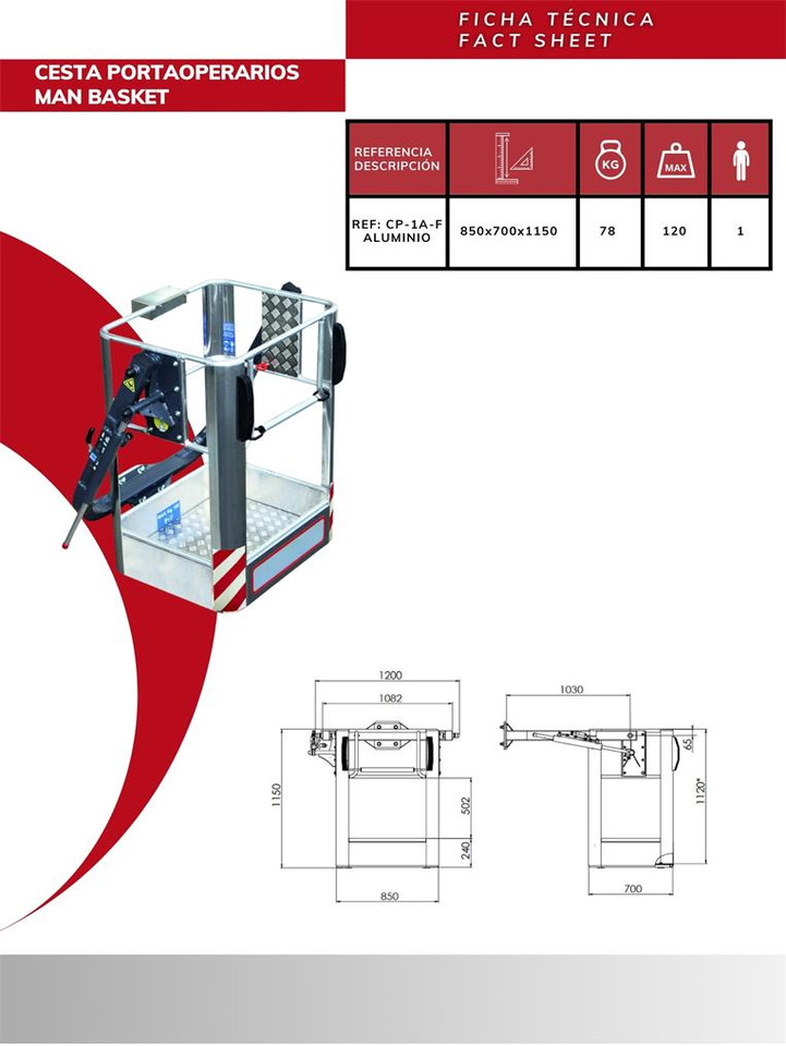 Aluminum operator basket CP-1A-F - Attachment for Truck mounted crane: picture 3 Aluminum operator basket CP-1A-F - Attachment for Truck mounted crane: picture 3