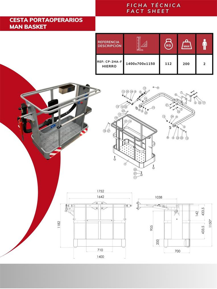 Iron operator basket CP-2HA-F - Attachment for Truck mounted crane: picture 3 Iron operator basket CP-2HA-F - Attachment for Truck mounted crane: picture 3