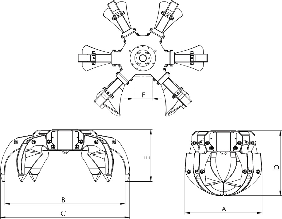 Polyp grab PLP 400/6 - Grapple for Truck mounted crane: picture 3 Polyp grab PLP 400/6 - Grapple for Truck mounted crane: picture 3