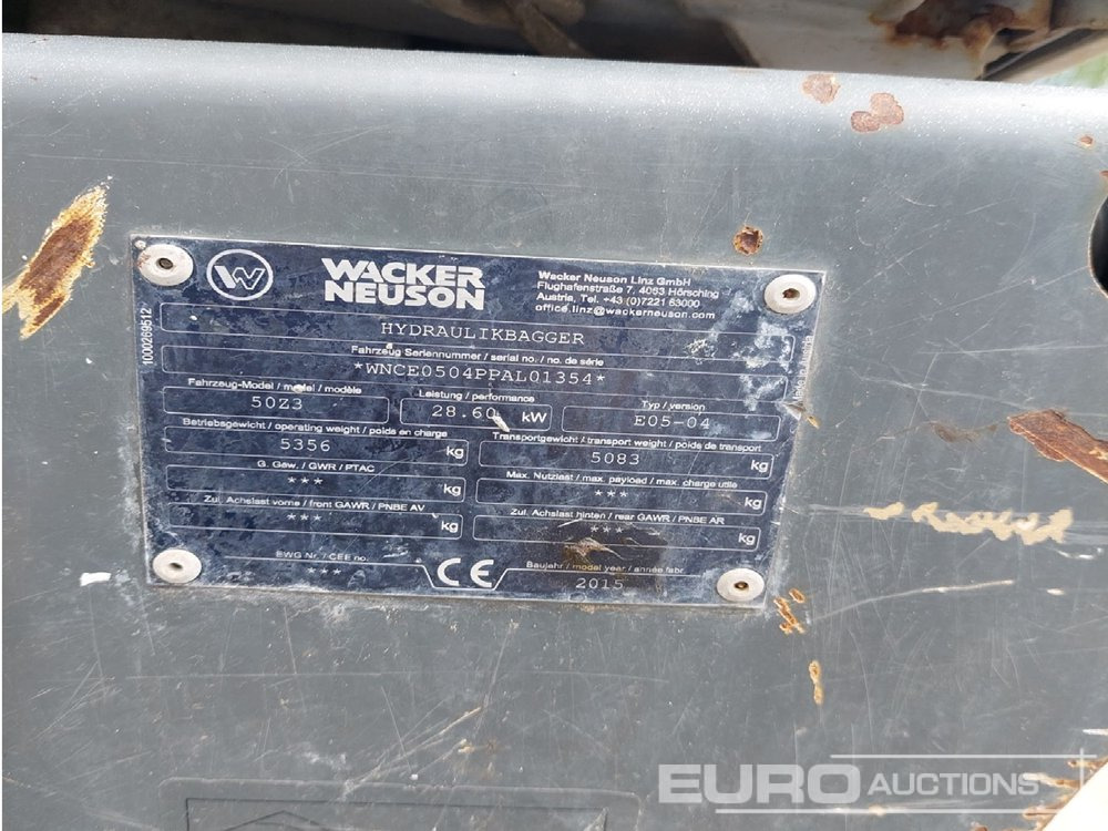 2015 Wacker Neuson 50Z3 - Mini excavator: picture 5 2015 Wacker Neuson 50Z3 - Mini excavator: picture 5