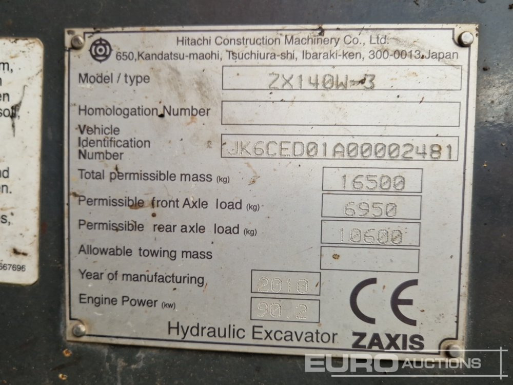 Wheel excavator Hitachi ZX140W-3: picture 43