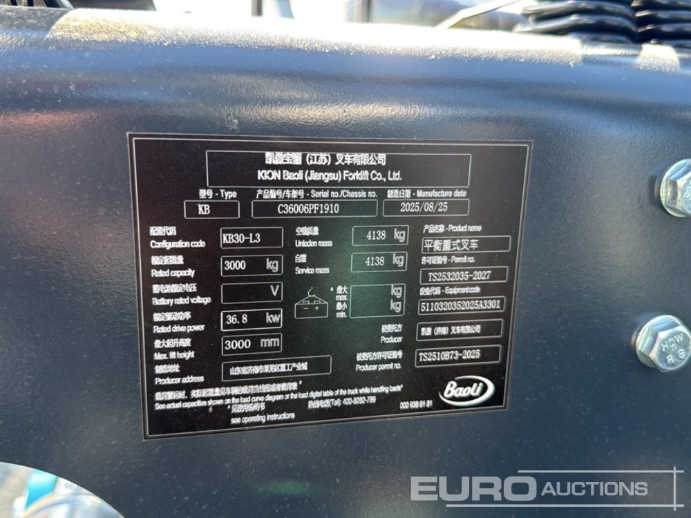 Forklift Unused 2025 Baoli KB30: picture 31 Forklift Unused 2025 Baoli KB30: picture 31