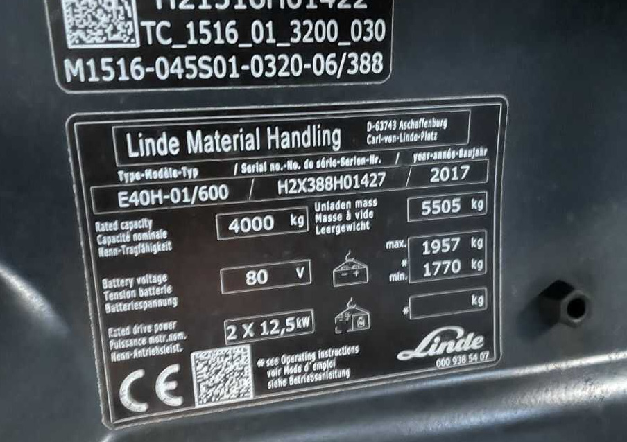 Linde E40H-01/600 - Electric forklift: picture 1 Linde E40H-01/600 - Electric forklift: picture 1